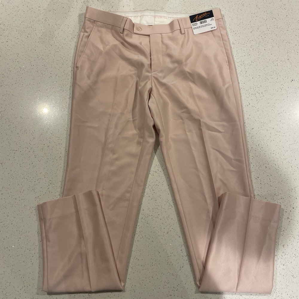 Egara Men's Skinny Fit Suit Separate Dress‎ Pants 36/34 NWT Pink Flat Front